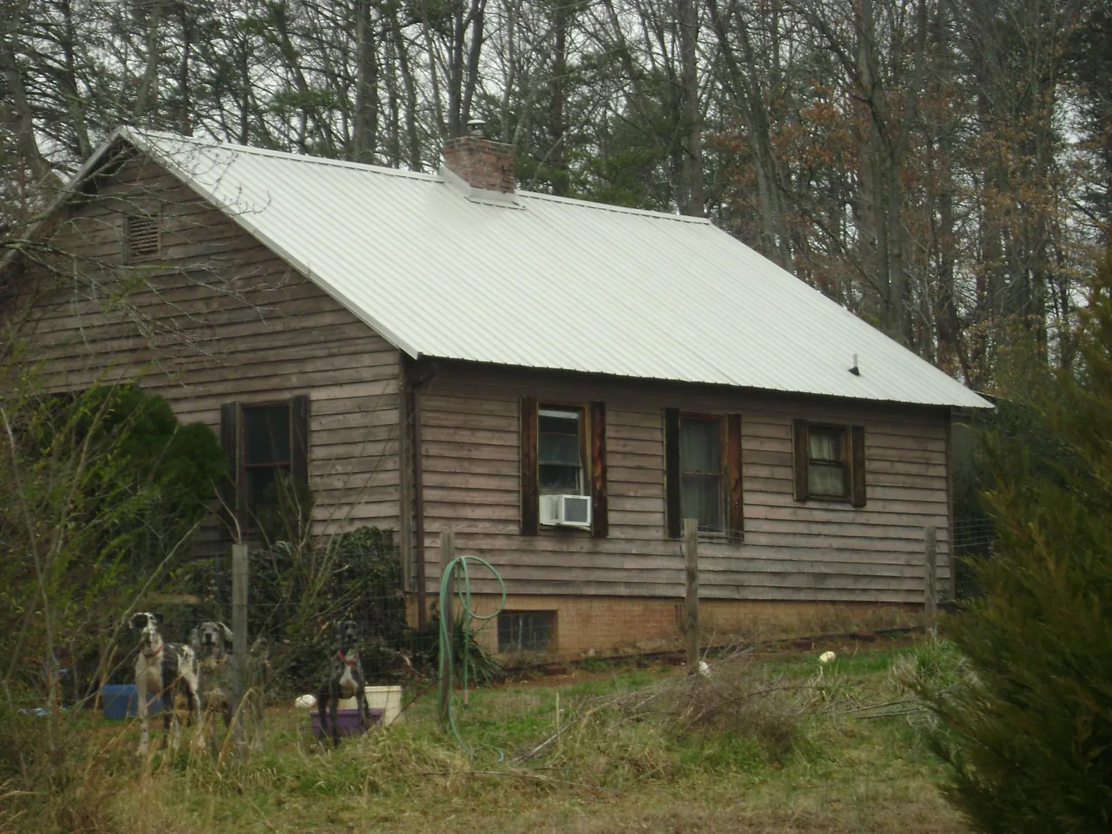 White metal roof on an old wood sided farmhouse, from a Asphalt Shingle Roof Repair job in Tybee Island